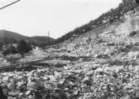 Rock quarry and railroad tracks, West Dummerston, Vt.