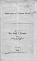 Limitations of national policy : speech of Hon. Ralph E. Flanders of Vermont in             the Senate of the United States August 11, 1949.