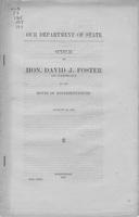 Our Department of State : speech of Hon. David J. Foster, of Vermont, in the             House of Representatives, August 21, 1911.