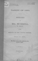 Tariff of 1890 : remarks by Mr. Morrill, of Vermont, in the Senate of the United             States, July 30, 1890; the Senate having under consideration the bill H.R.             9416.