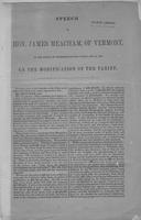 Speech of Hon. James Meacham of Vermont in the House of Representatives, June 9             and 10, 1852 on the modification of the tariff.